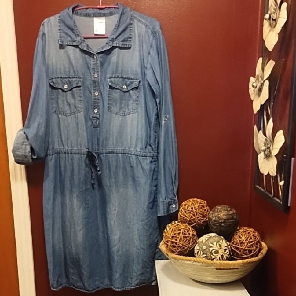 Serra Blue Long Sleeve Polo Collar Dress